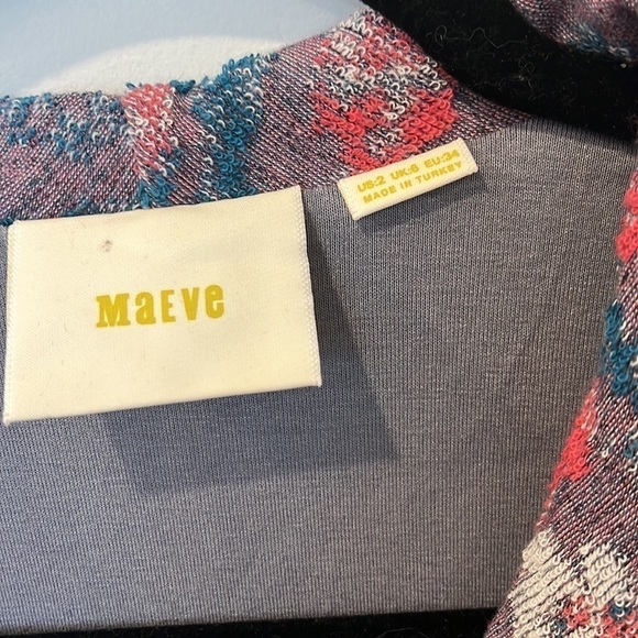 Anthropologie Maeve Floral Terry Cloth Sleeveless V-Neck Sheath Dress Size 2 - Picture 5 of 8